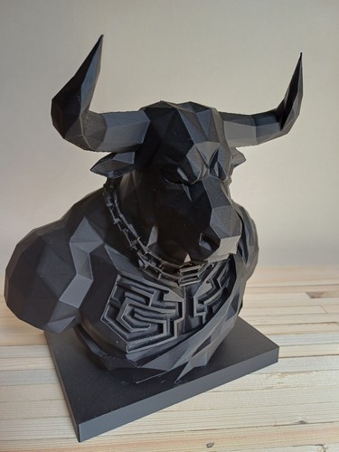 Printed low poly - 3d, minotaur